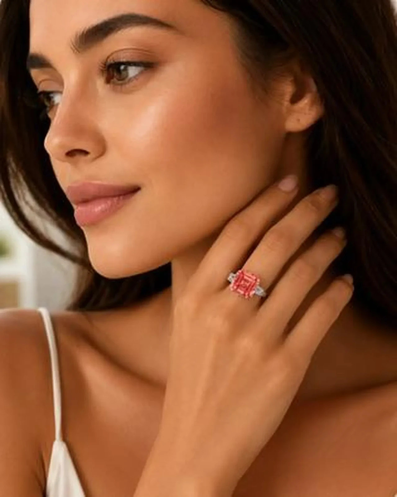 5 CT Asscher Cut Hawaiian Sunset Diamond Ring , Tariffs FREE & Matching Studs.