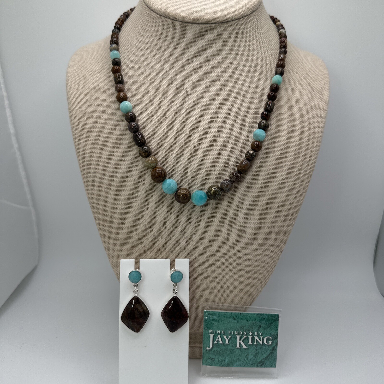 Mine Finds By Jay King Jasper & Amazonite 925 Necklace & Earrings Set