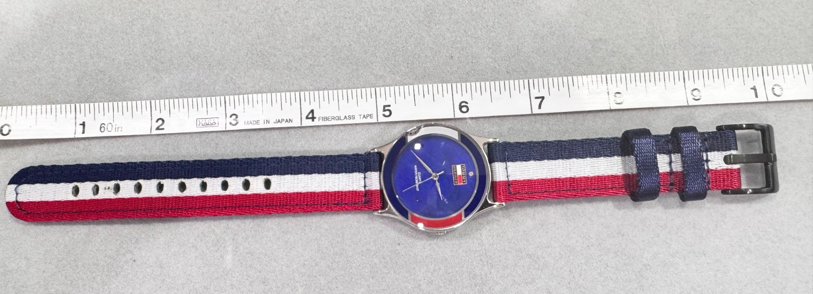 NOS Vintage Tommy Hilfiger Quartz Watch Blue Dial Original Strap Included Runs