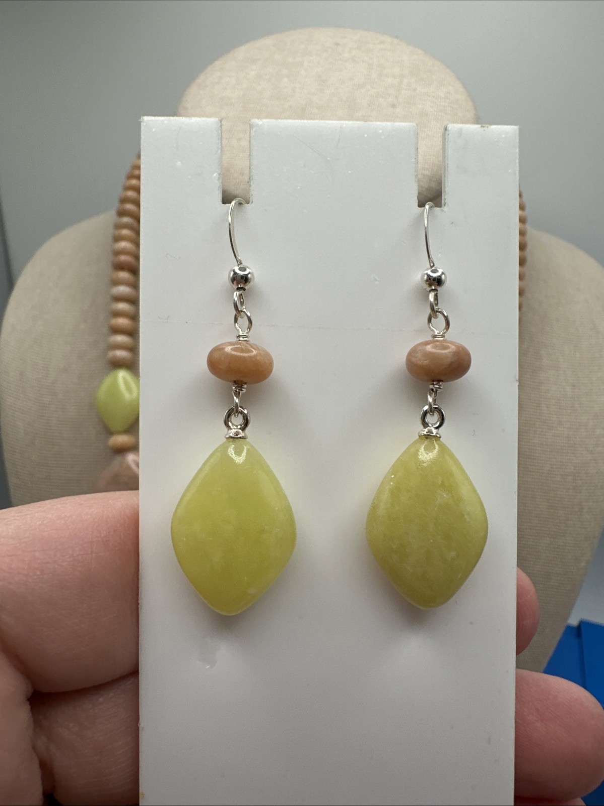 Jay King Madagascar Peach Chalcedony & Yellow Bauhinia 925 Necklace & Earrings