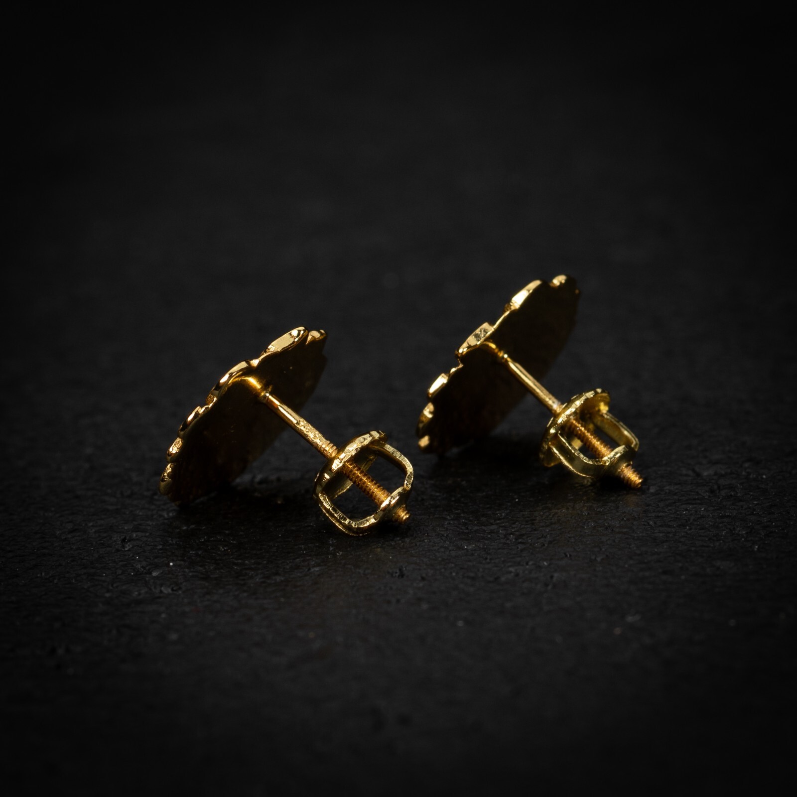 Large Men’s Circle 14K Gold Plated 925 Round Big Nugget Hip Hop Stud Earrings