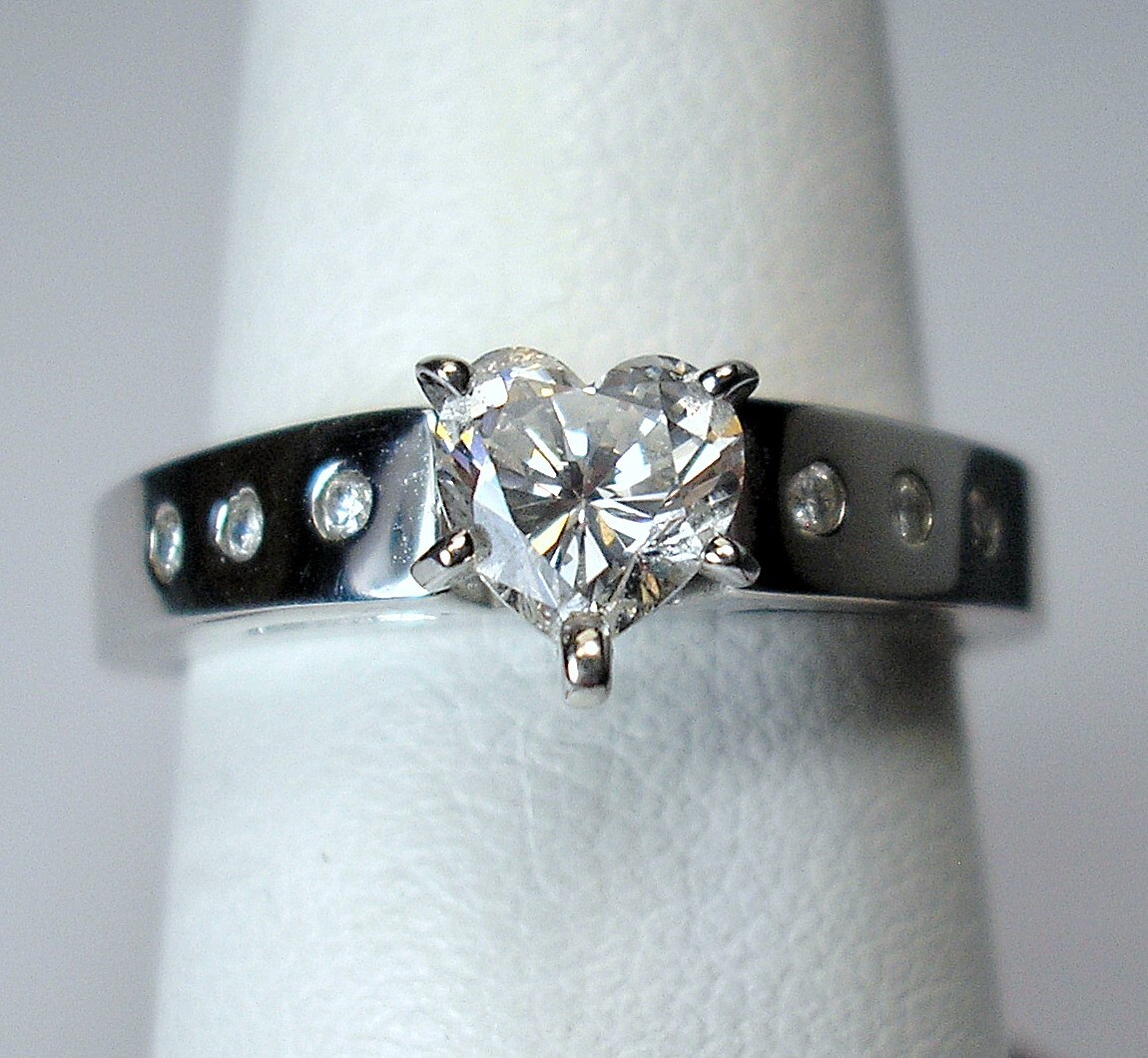0.57 ct Heart 0.70 cttw Natural Diamonds 14K White Wedding Set Was $2,595 Video