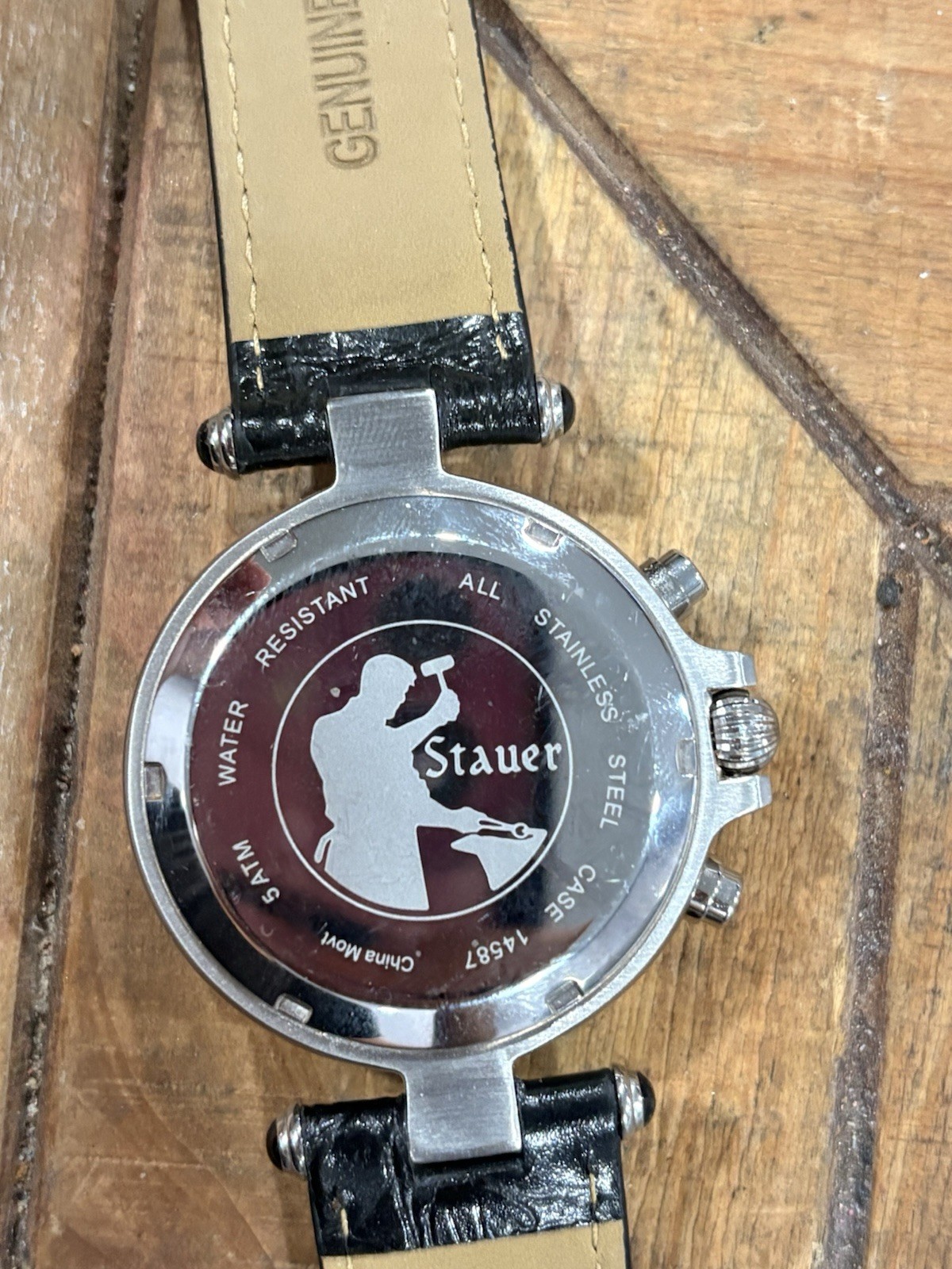 Stauer Men’s Automatic 27-Jewel Moon Phase Day/Date Black Dial Watch