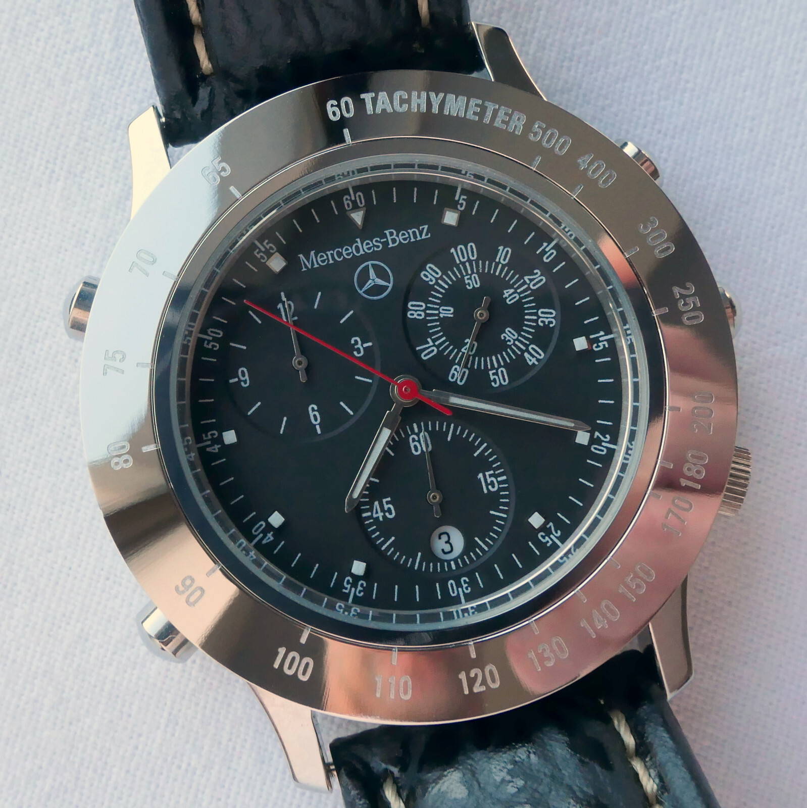 Mercedes Benz Classic Sport Car Driver Acessory Fortis Alarm Chronograph Watch