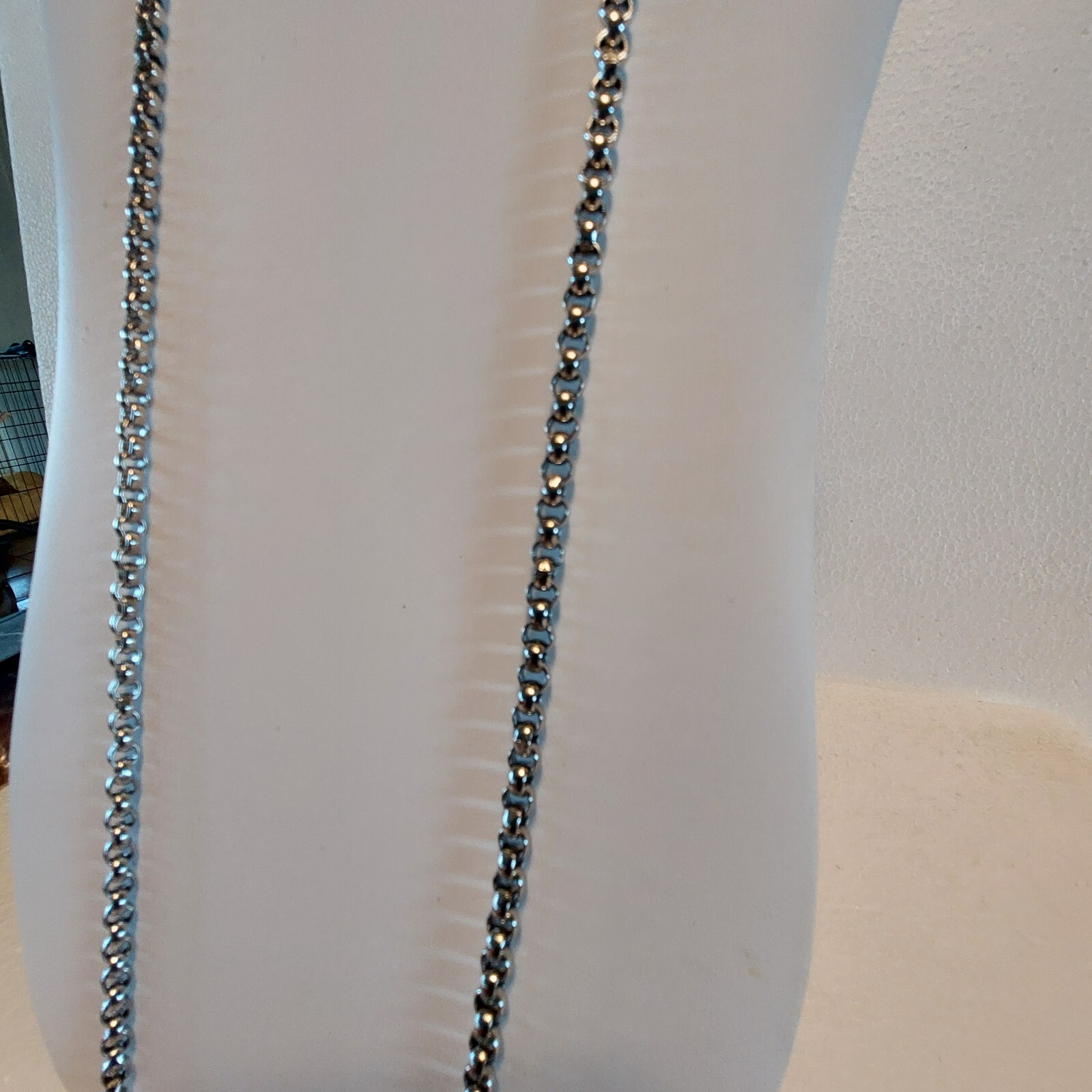 Roget TM Big Links Chain Necklace Silver Tone 36 Inch Classic Simple Vintage