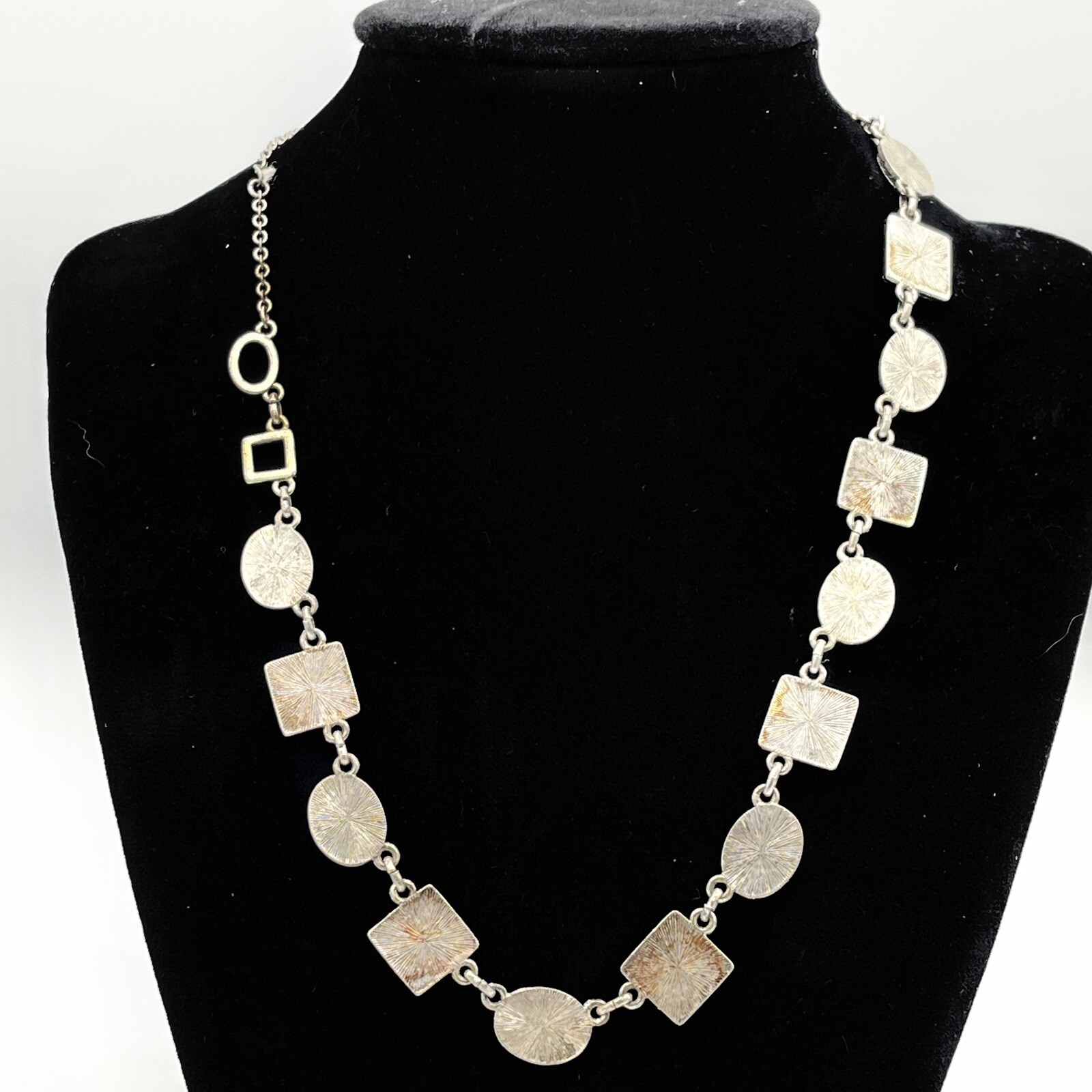 Mother Of Pearl Silver Tone Necklace By CH 16”. Please See All Photos