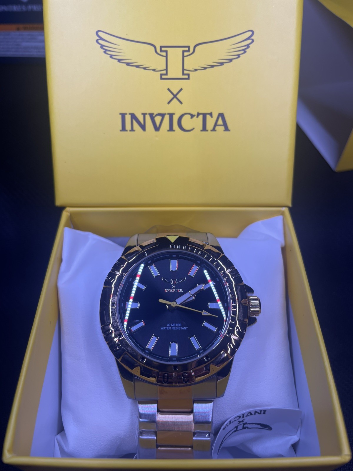 Invicta Specialty 69037 Men’s 42mm Gold & Silver Tone,Black Dial Watch NIB