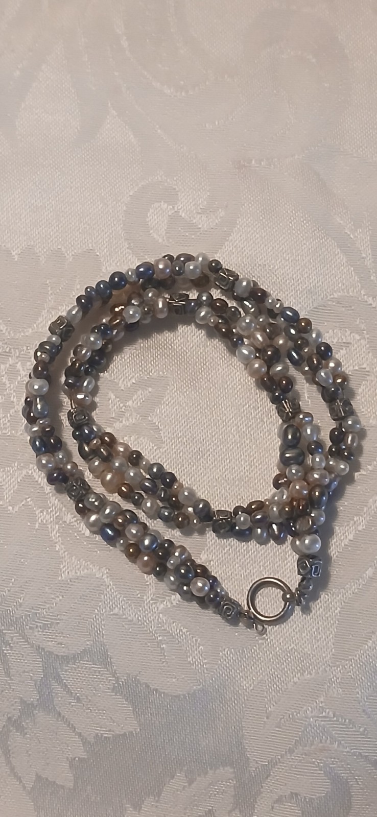 Multicolor 3 Strand Pearl Beaded Wrap Around Bracelet, 7.5″, Missing Clasp Hook