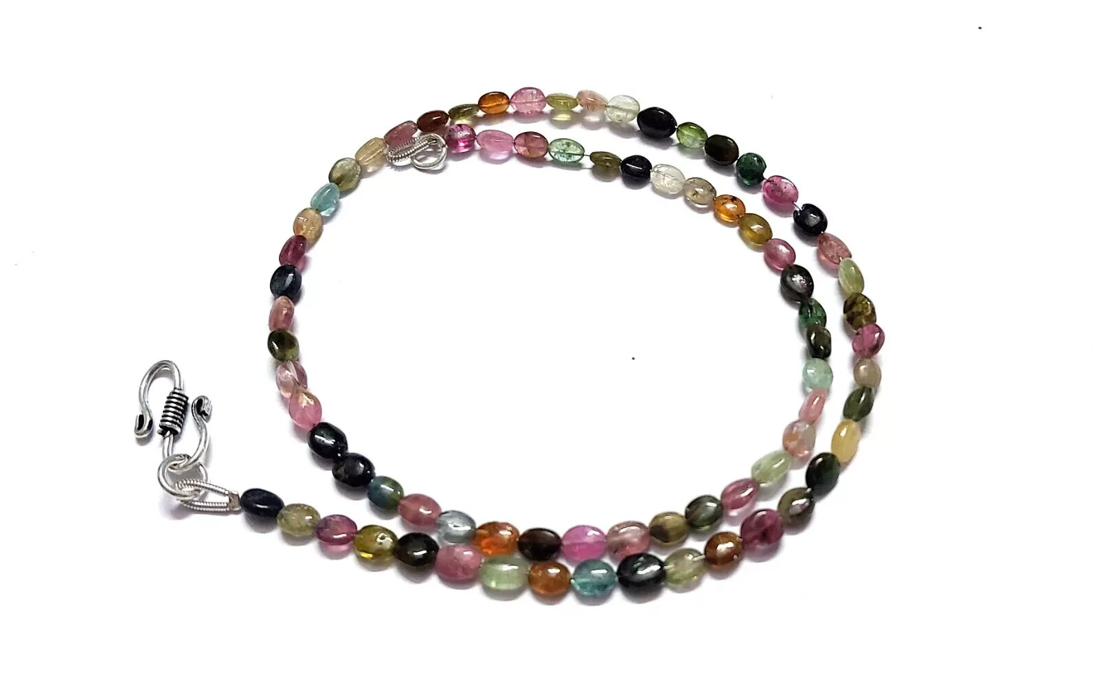 18″inch Necklace Natural Multi Tourmaline Oval Smooth 3×5-4x6mm Necklace Beads
