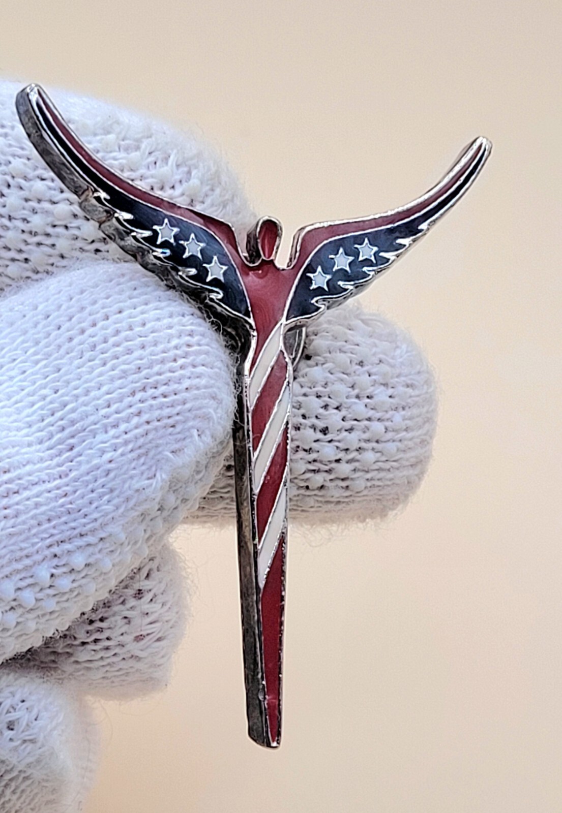 Lavaggi American Brooch Angel of Reconciliation Patrio USA Flag Lapel Pin Signed