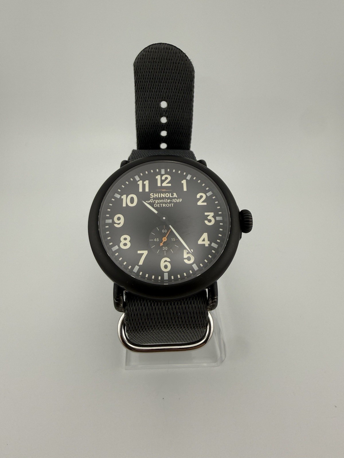 Shinola Runwell 47mm Black PVD Argonite-1069 Men’s Quartz Watch Runs