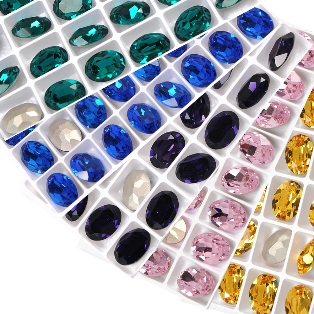 Colorful Oval Glass Rhinestone Crystal Strass Zircon Artificial Gemstone Jewelry