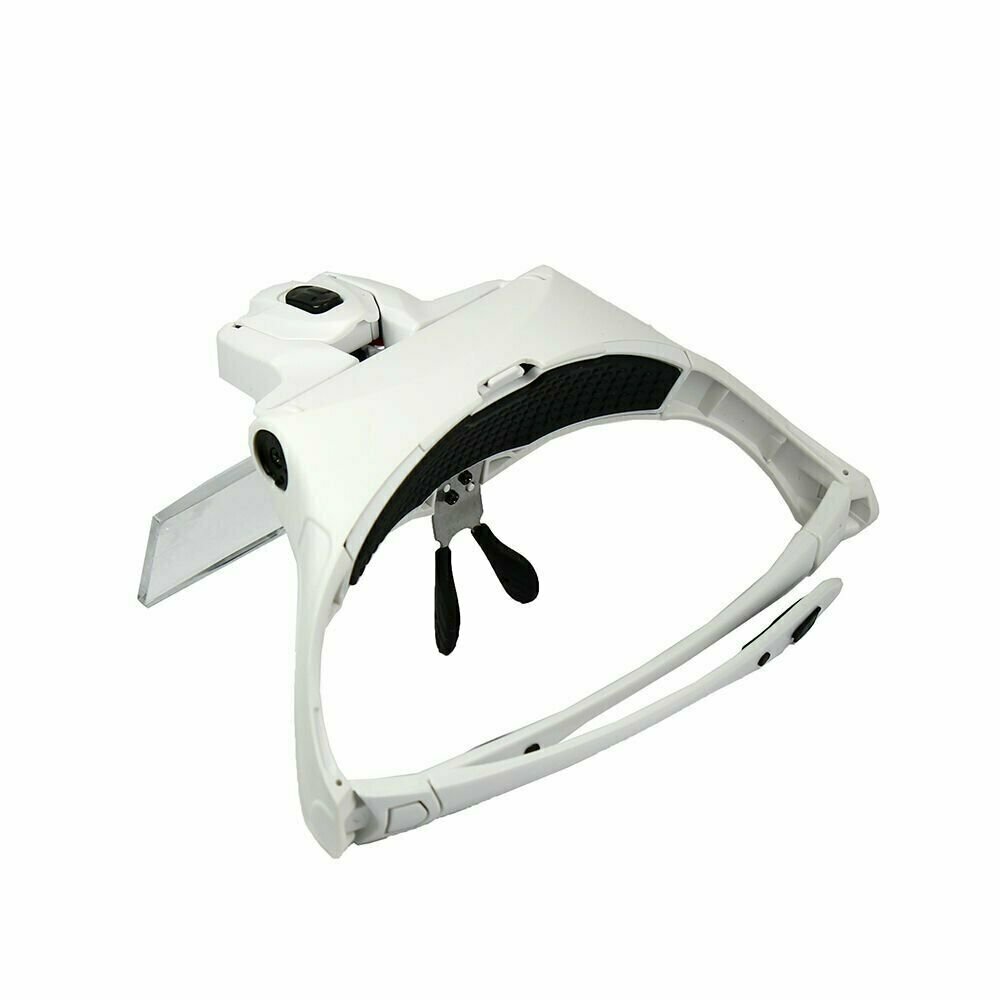 Headband Magnifier Lighted Glass Optivisor with 5 Lens for Hobby Repair Reading