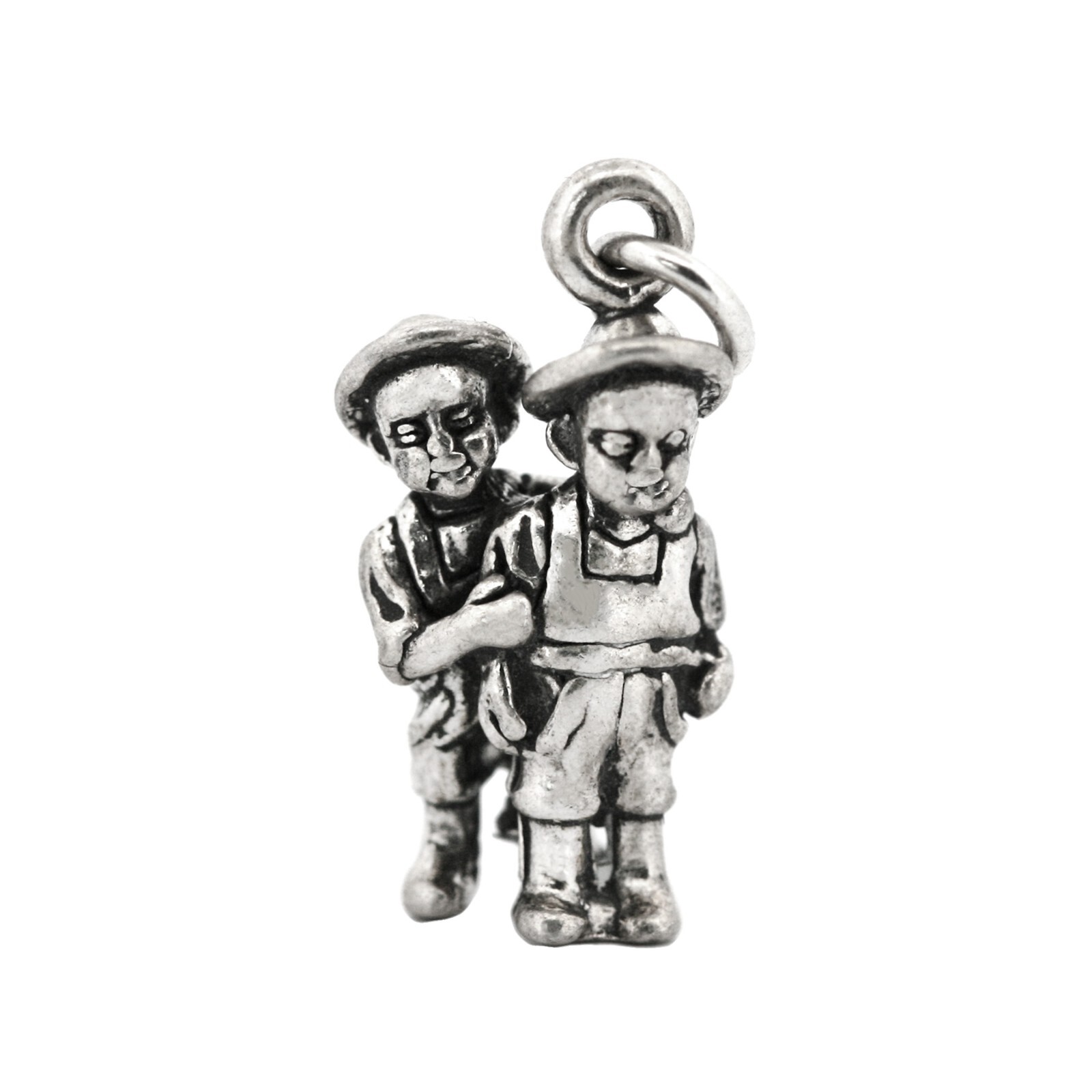 Twin Boys Brothers Twins 3D 925 Solid Sterling Silver Charm Pendant MADE IN USA