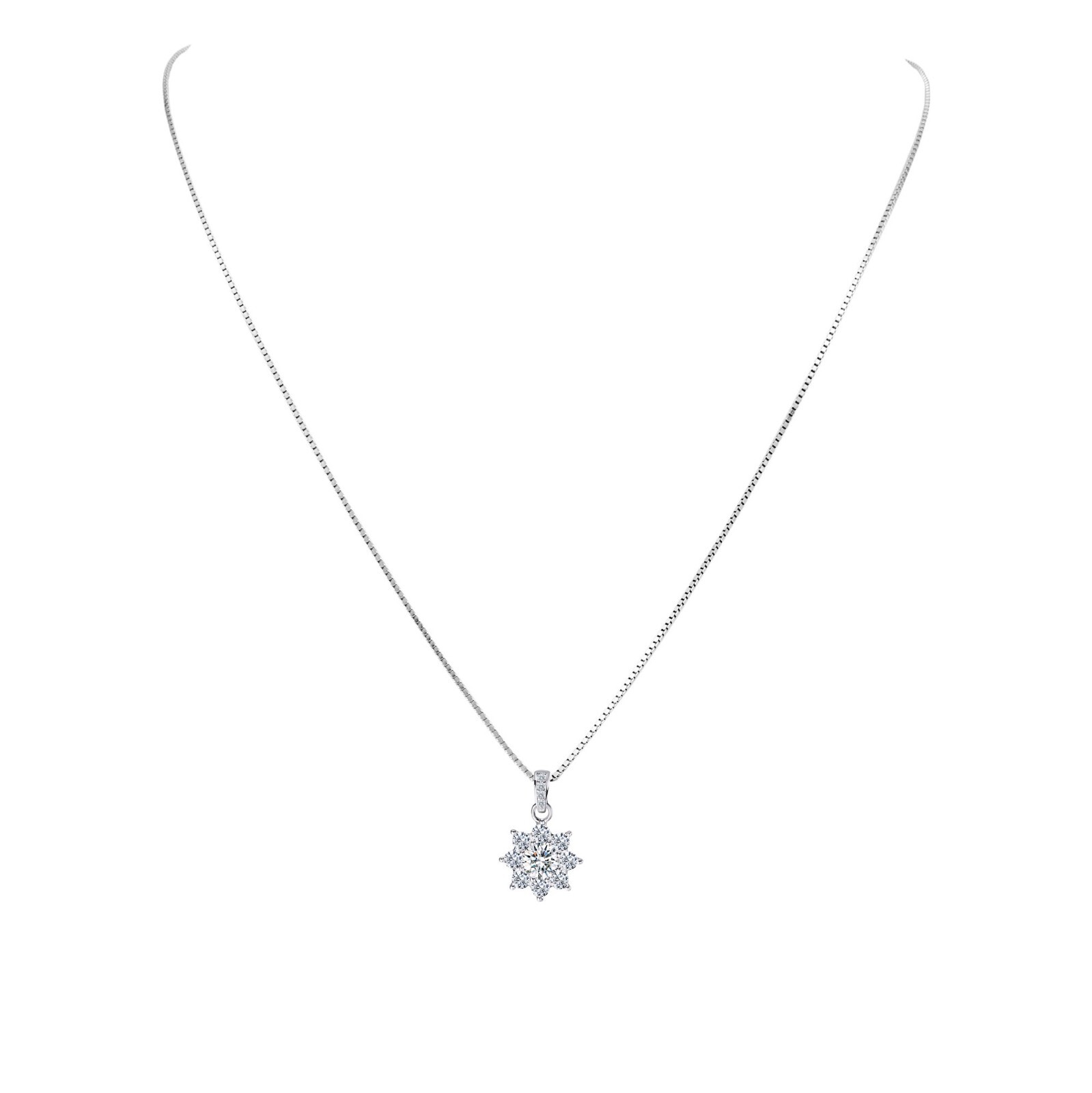 Venetian Chain Necklace Pendant Star Zircon 925 Sterling Silver Women’s Chain