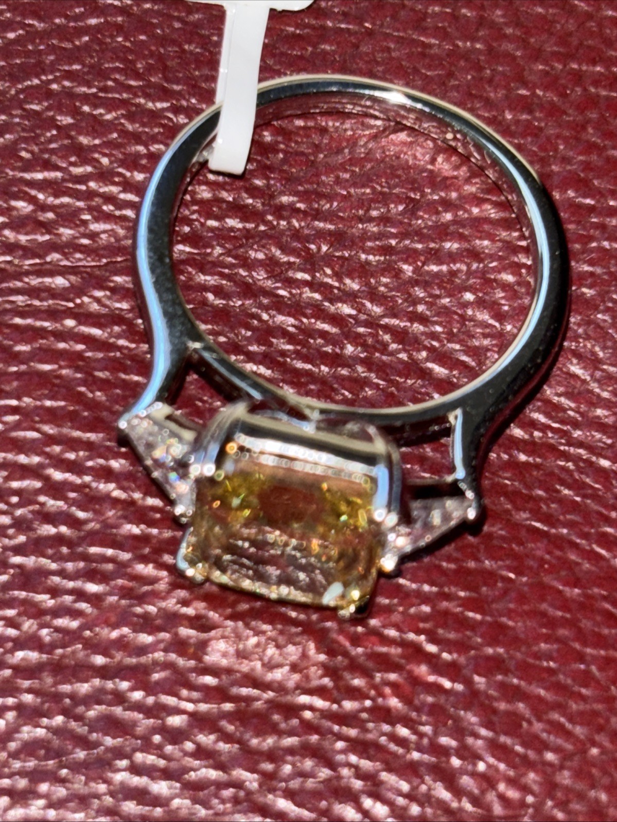 4CT Radiant Cut 3-Stone Engagement Ring,Yellow CZ Rodiffy 925 Silver