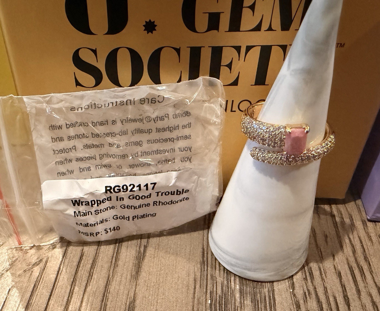 Bomb Party OG Ring Size 7 RG92117 Wrapped In Good Trouble Rhodonite Gold Plating