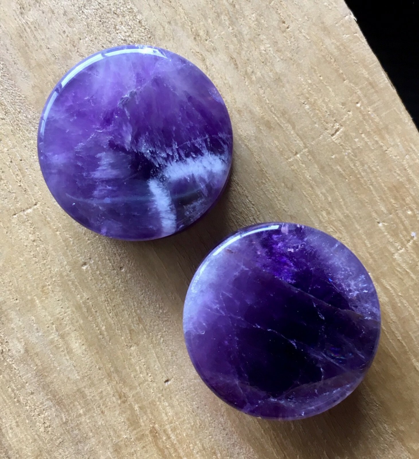 PAIR Amethyst Amythest Organic Stone Plugs Gauges – up to 32mm available!
