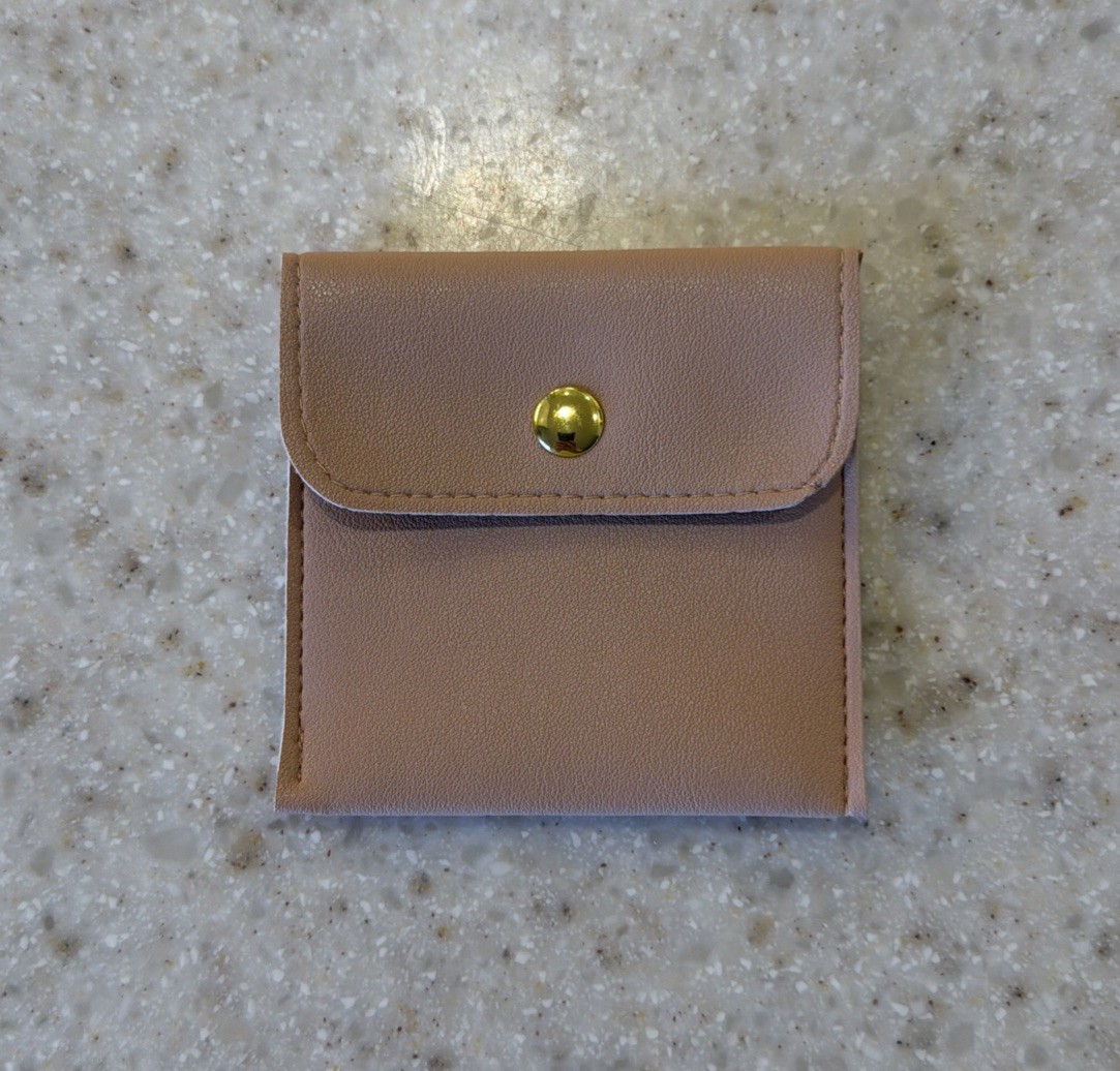 4 Assorted color Soft Vegan Leather Jewelry Pouches w/Snap Button