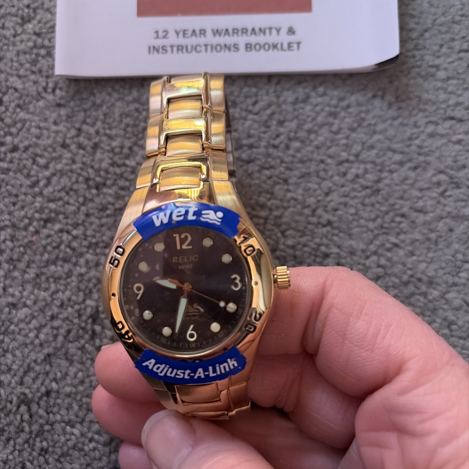 Relic Wet Men’s Wristwatch 50m/165ft With Box ZR11570 Gold Tone Stainless Steel