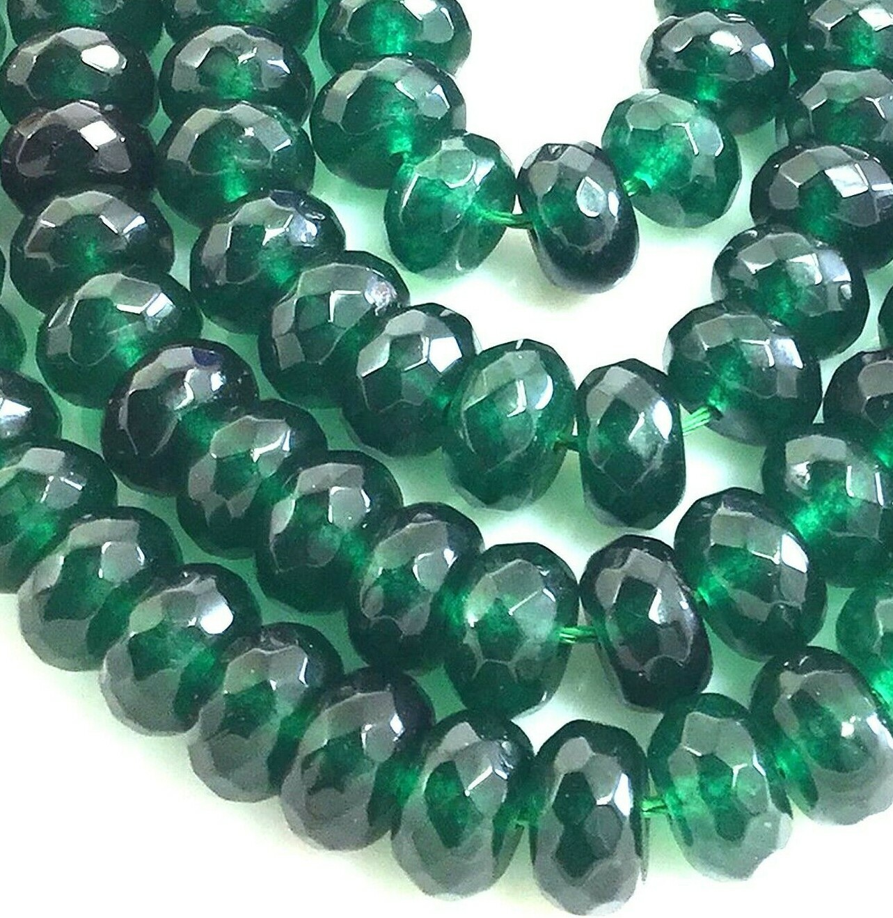 Green Emerald Jade Faceted Rondelle Loose Beads 15″ strand 4mm 6mm 8mm 10mm