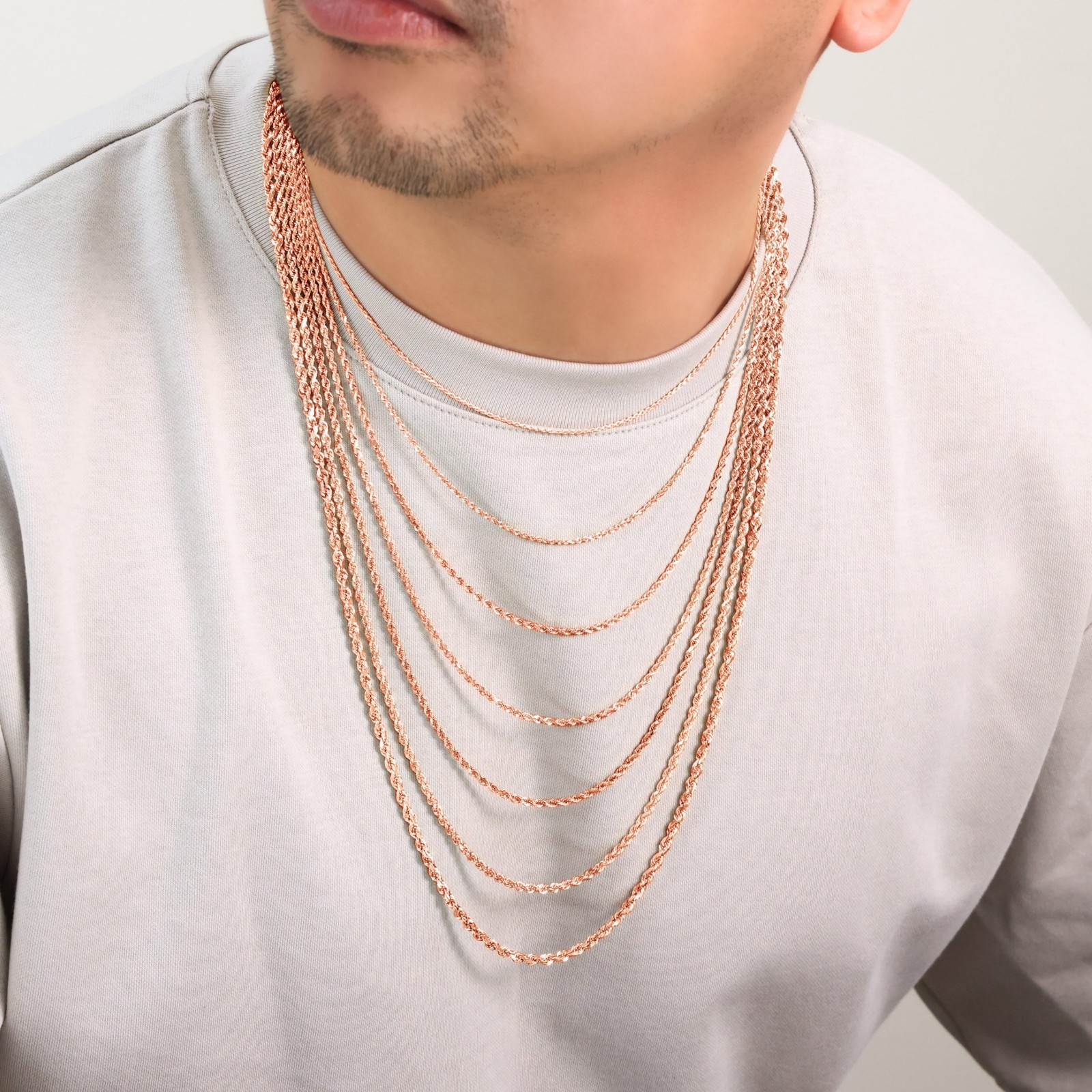 14K Rose Gold 1.5mm-6mm Diamond Cut Rope Chain Necklace Mens Womens 16″-30″