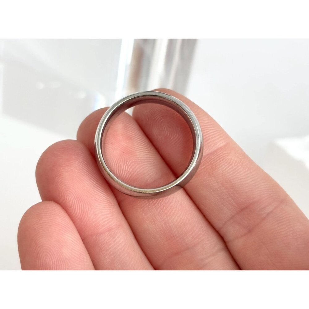 Pure Stainless Steel Unisex Band Minimalist Vintage Ring – sz 10