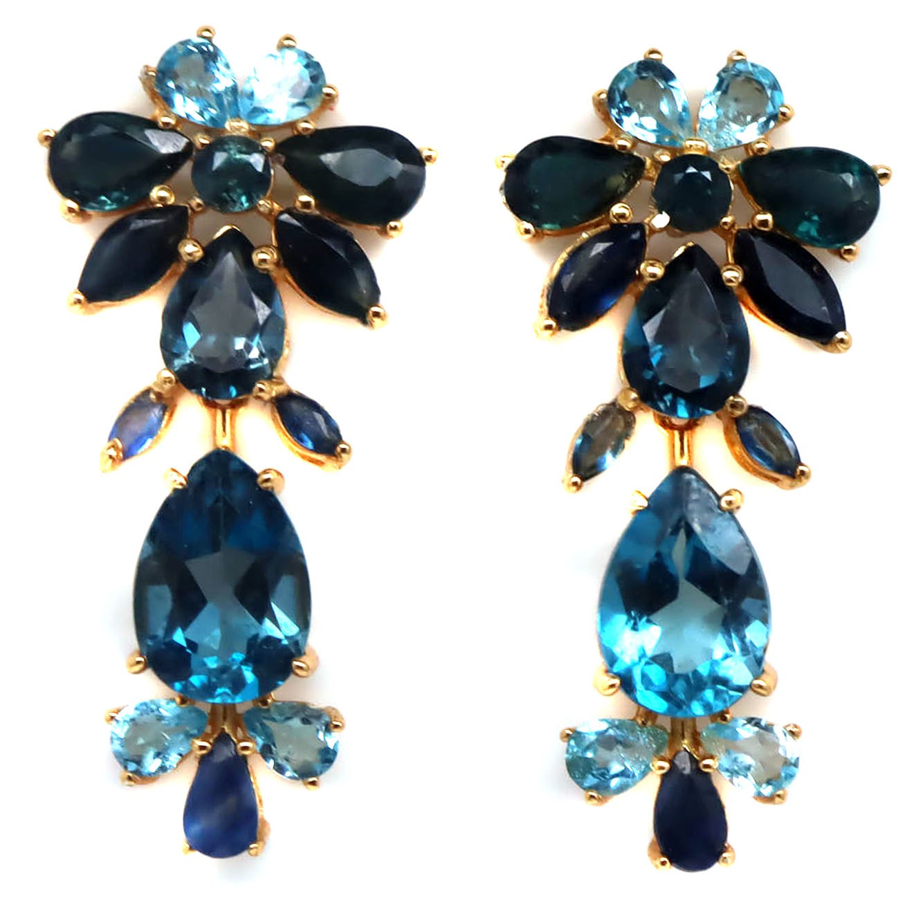 925 Sterling Silver London Blue – Sky Blue Topaz & Blue Sapphire Earrings