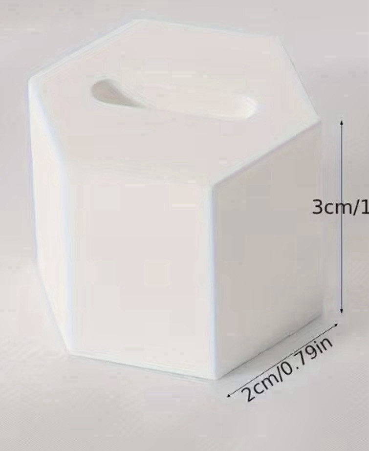 White Hexagon Plastic Ring Holder Jewelry Display Stand, 2cm x 2cm x 2cm