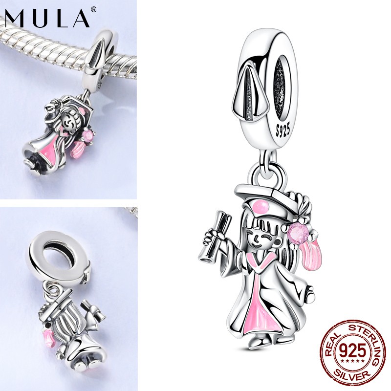 MULA 925 Sterling Silver DIY Charm CZ Graduation Girl Pendant for Women Bracelet