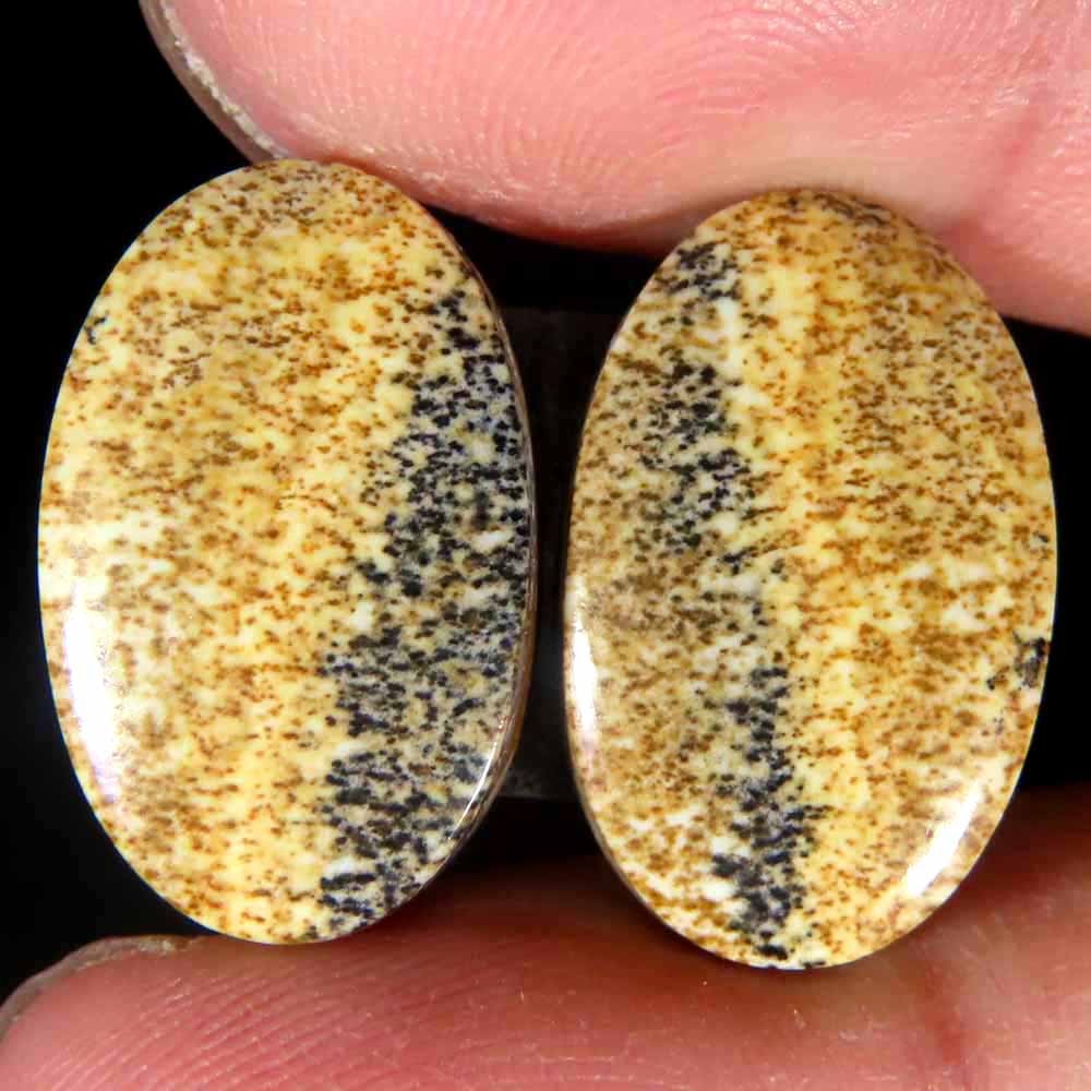 20.80Cts.100% Natural Designer Picture Jasper Oval 11x18x5mm cab Pair Gemstone
