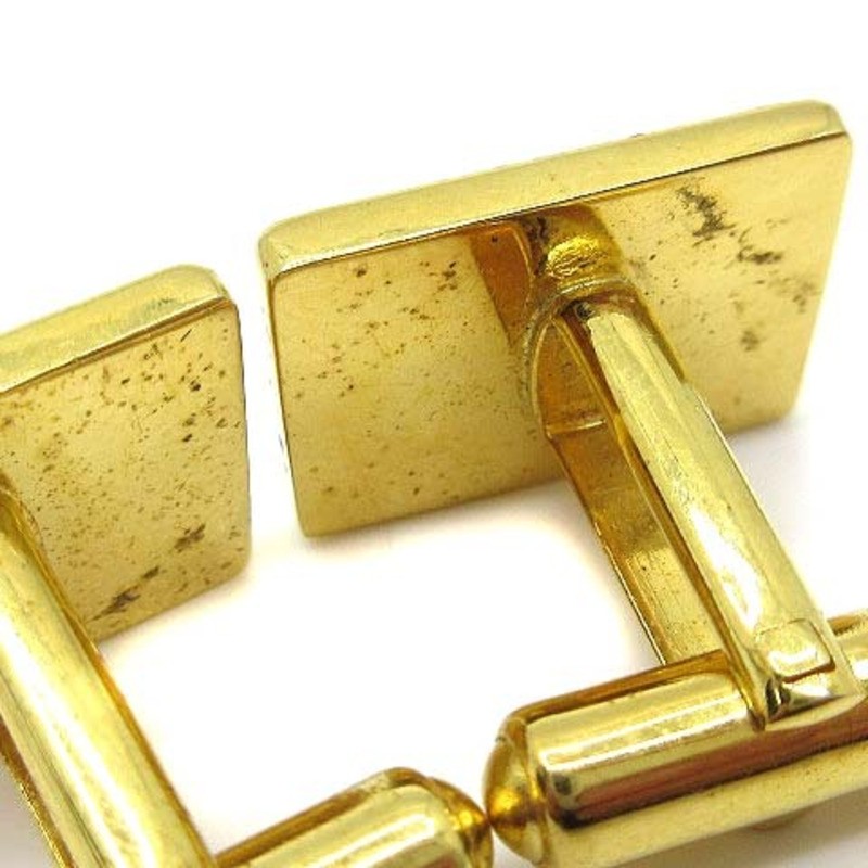 HERMES H Logo Square Cufflinks Gold Vintage Mens Luxury French Jewelry