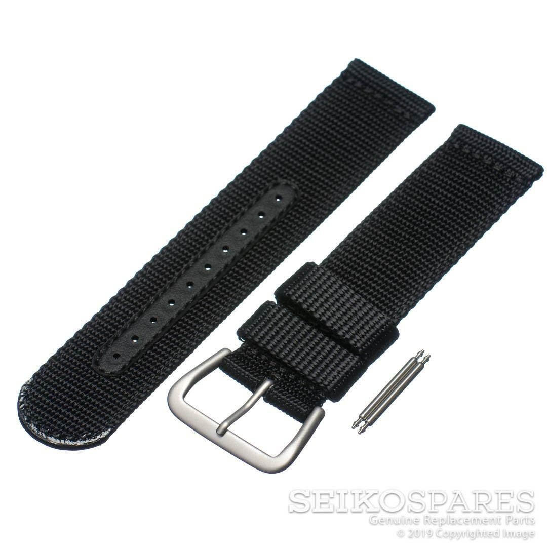 Seiko Watch Strap for 5 Sports SNZG15J 7S36-03J0 22mm Black Nylon Fabric Band