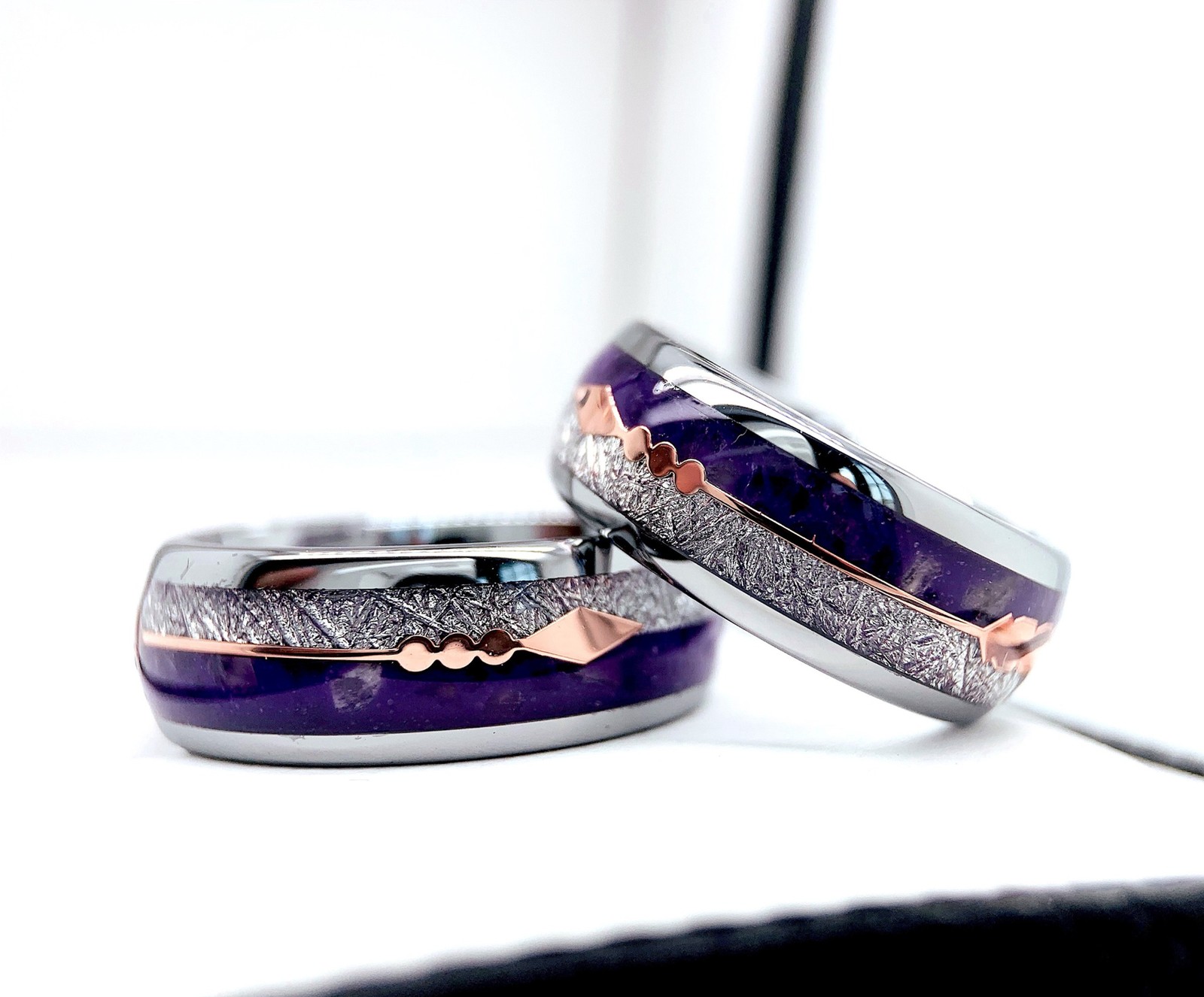 Purple Stone Ring, Mens Purple Ring, His and Hers Promise Ring, Matching Rings