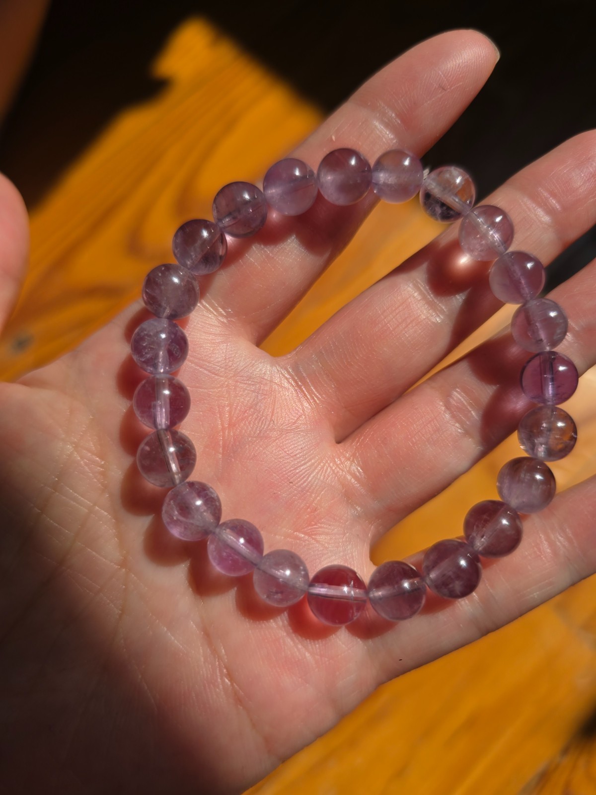 Natural Amethyst Beaded Elastic Bracelet, Gradient Purple Crystal Stretch Bracel