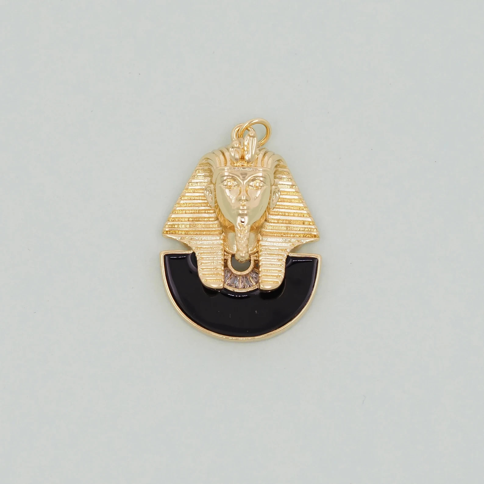 Sphinx beaded Necklace, Egypt Pharoah Pendant Black Agate ~ New Handmade in USA