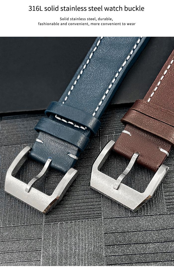 Fits IWC Pilot’s PORTOFINO Mark 18 Quick Release Leather Strap 20mm Blue / Brown