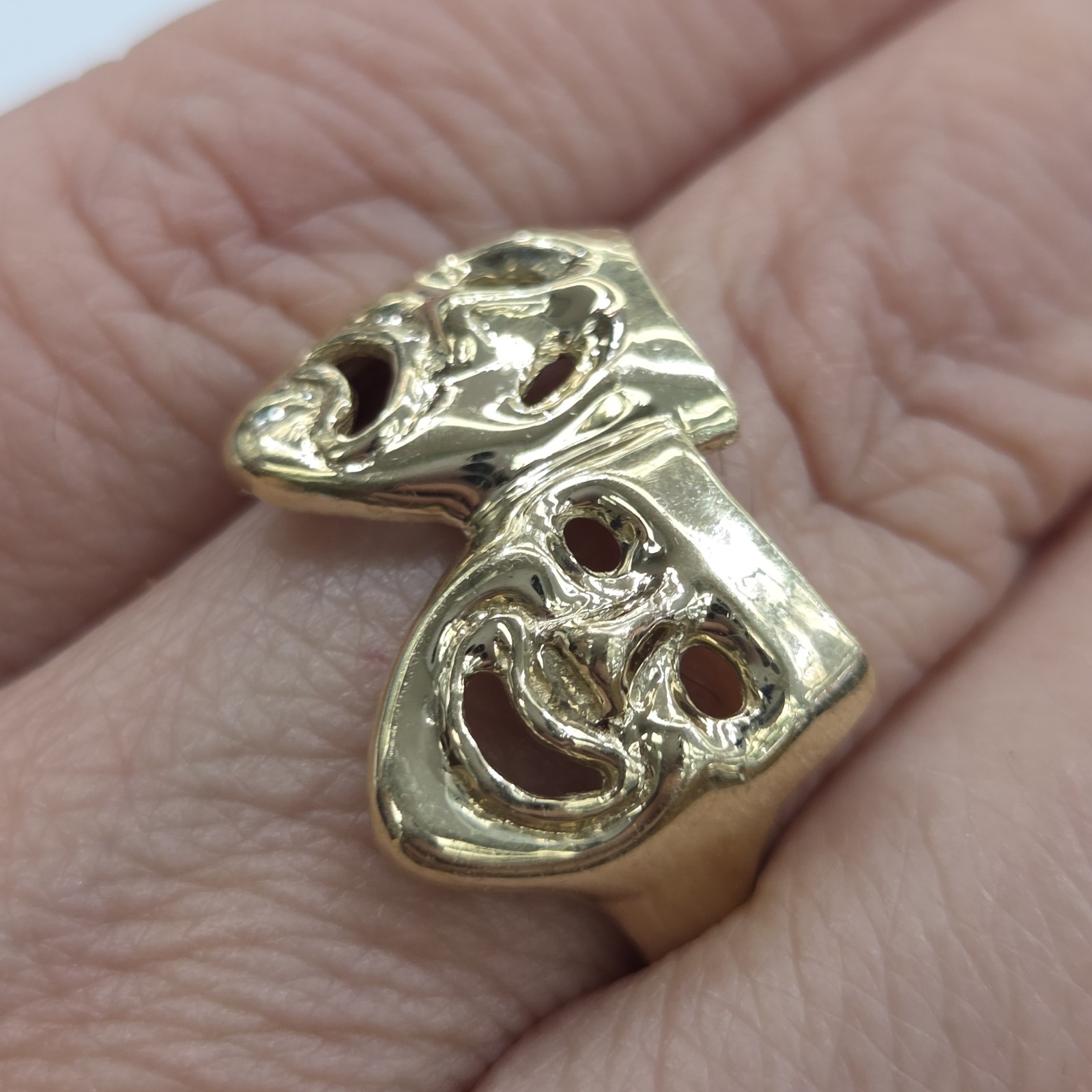 Real 10k yellow Gold Laugh Now Cry Later Ring