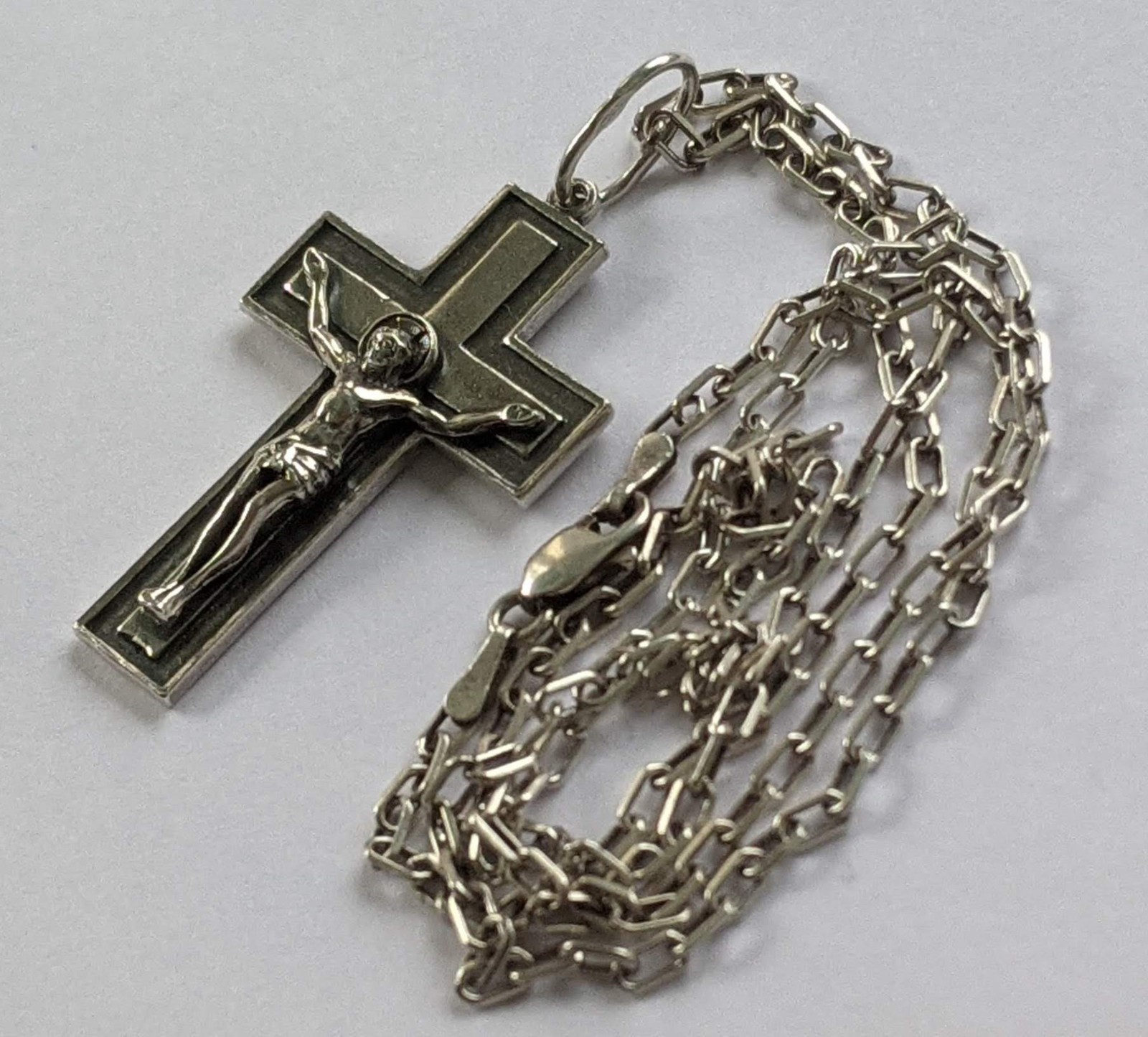 Orthodox Cross on a chain 46 cm. 925 silver. Weight 9.16 g. Prayer in Russian.