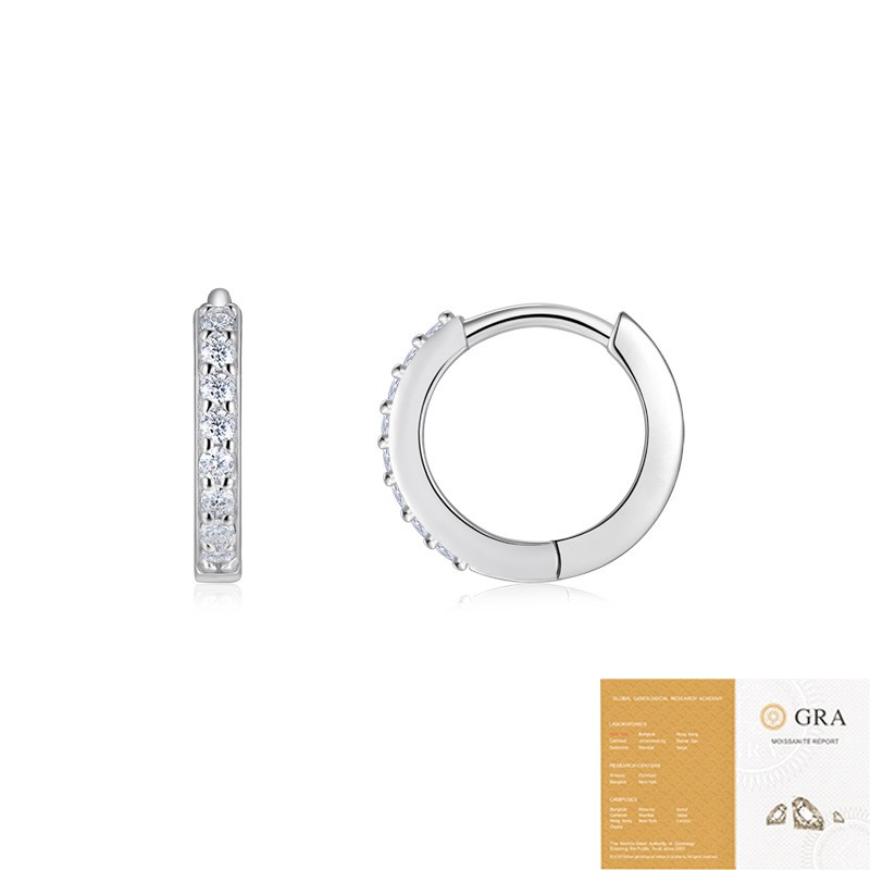 925 Sterling Silver Tremella Circle Moissanite Earrings Sweet Commuter Women Jew