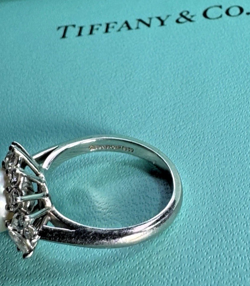 $9,450 TIFFANY & CO. VICTORIA 8MM PEARL AKOYA DIAMOND PLATINUM RING BAND SIZE 6