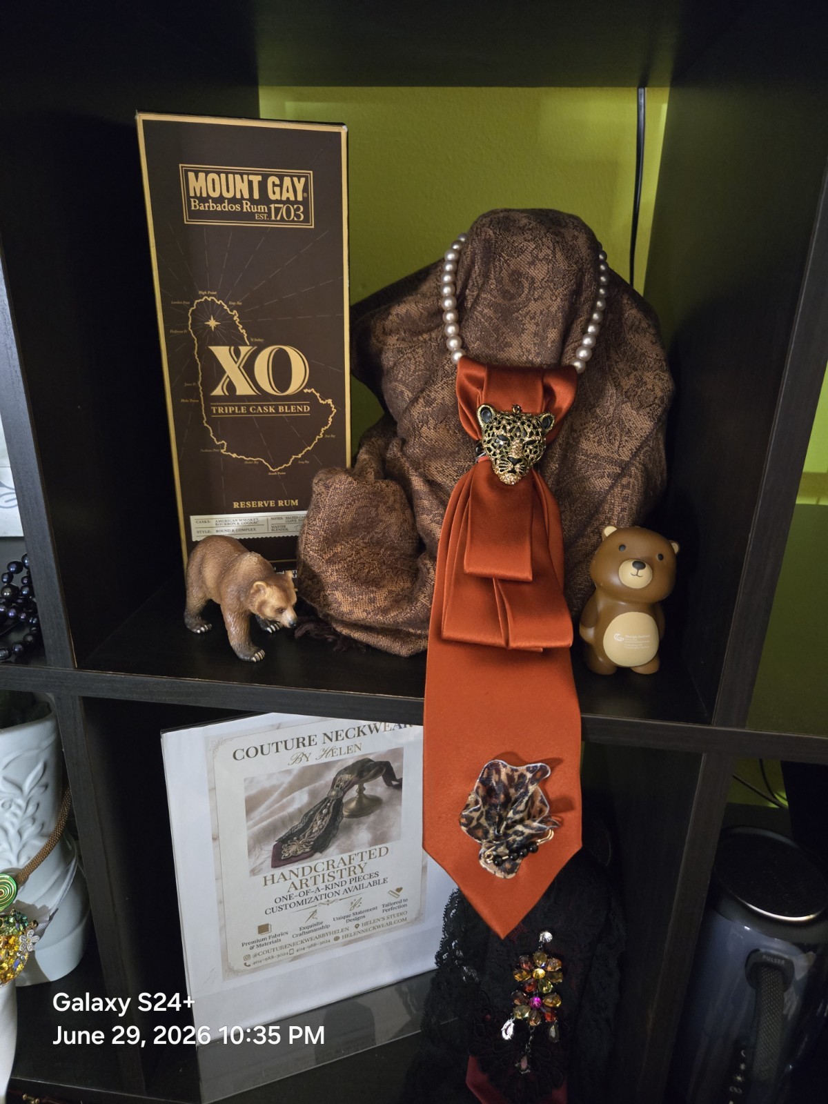 Neckwear All Genders Burnt Orange With CHEETAH Broach. Great for Any Occasion!