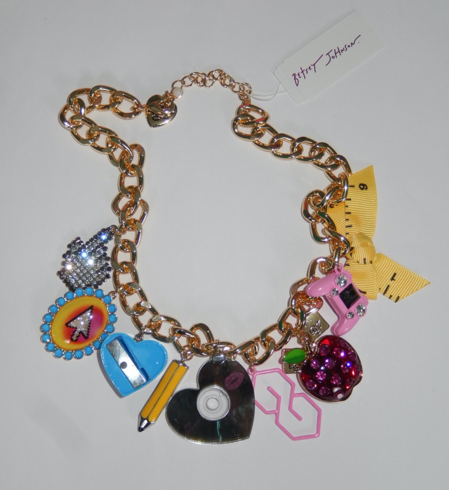 Authentic Betsey Johnson Charm Necklace Back To School Teacher Statement