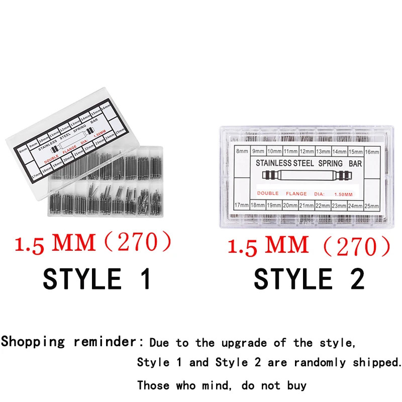 360pcs Watch PINS SPRING BARS Band Strap Link 8-25mm Repair Kit Stainless