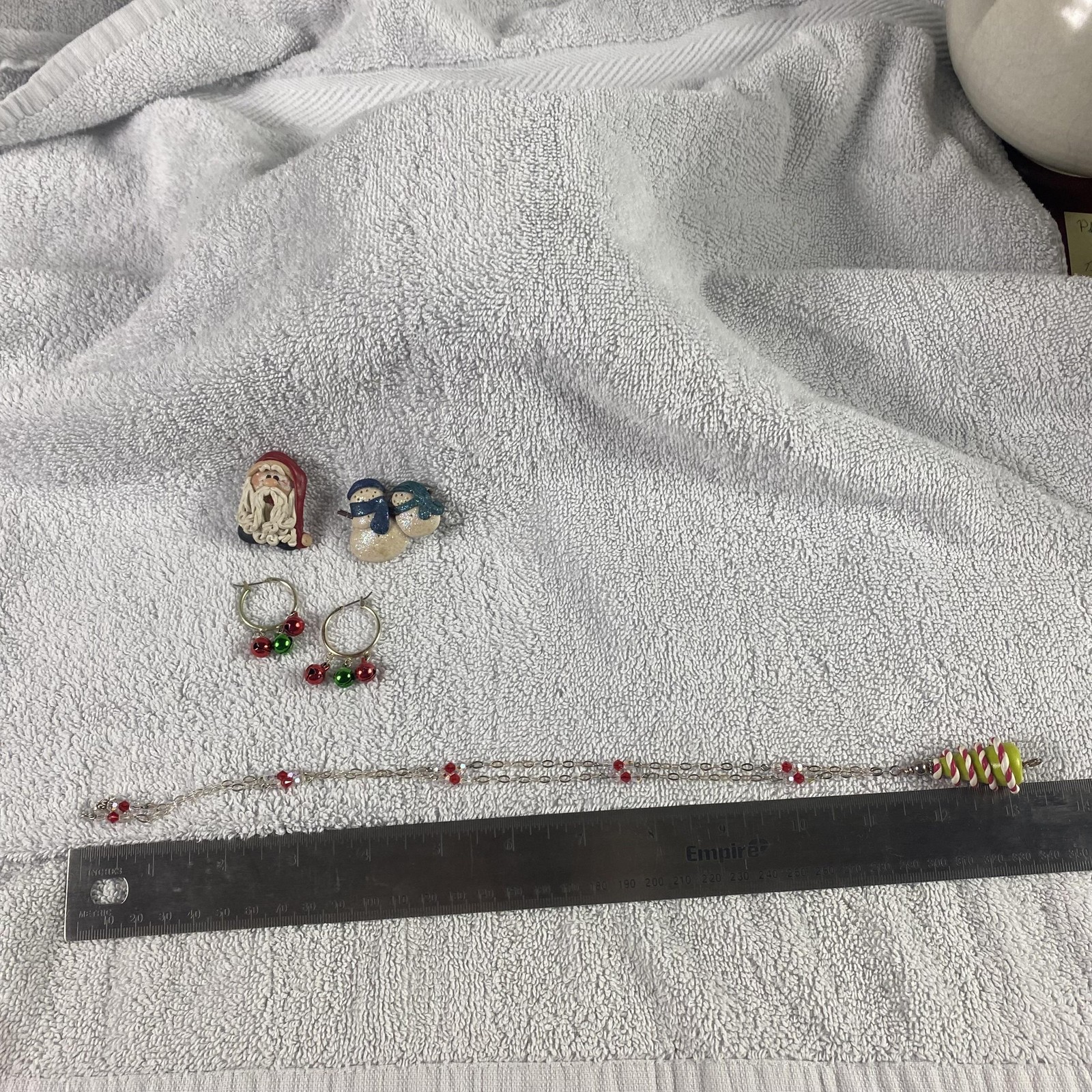 Christmas Jewelry Lot Earrings Necklace Brooch Pins Jingle Bells Tree Santa