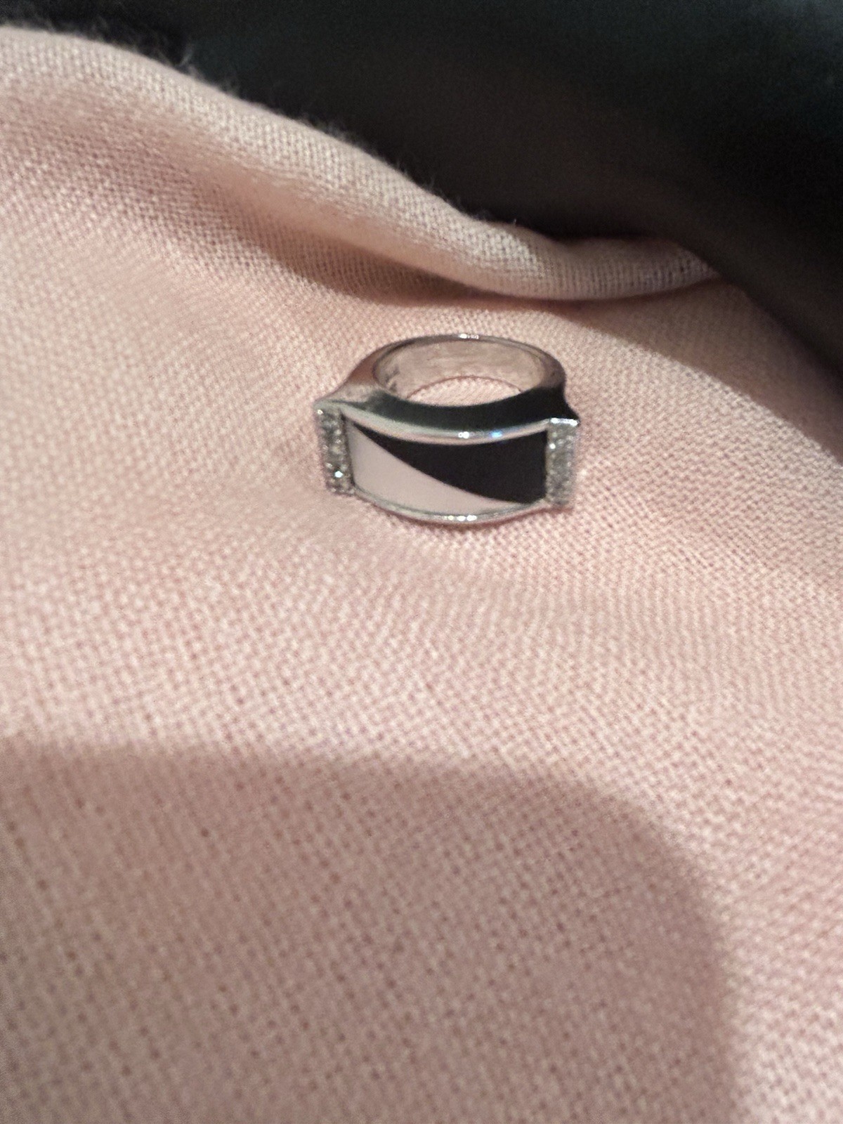 Sterling Silver Stamped 925 ring size 6 With CZ On Both Sides