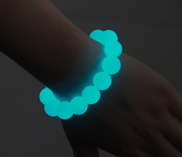 2pcs Luminous Stone Round Bead Bracelet Glow In The Dark Jewelry Party Gift