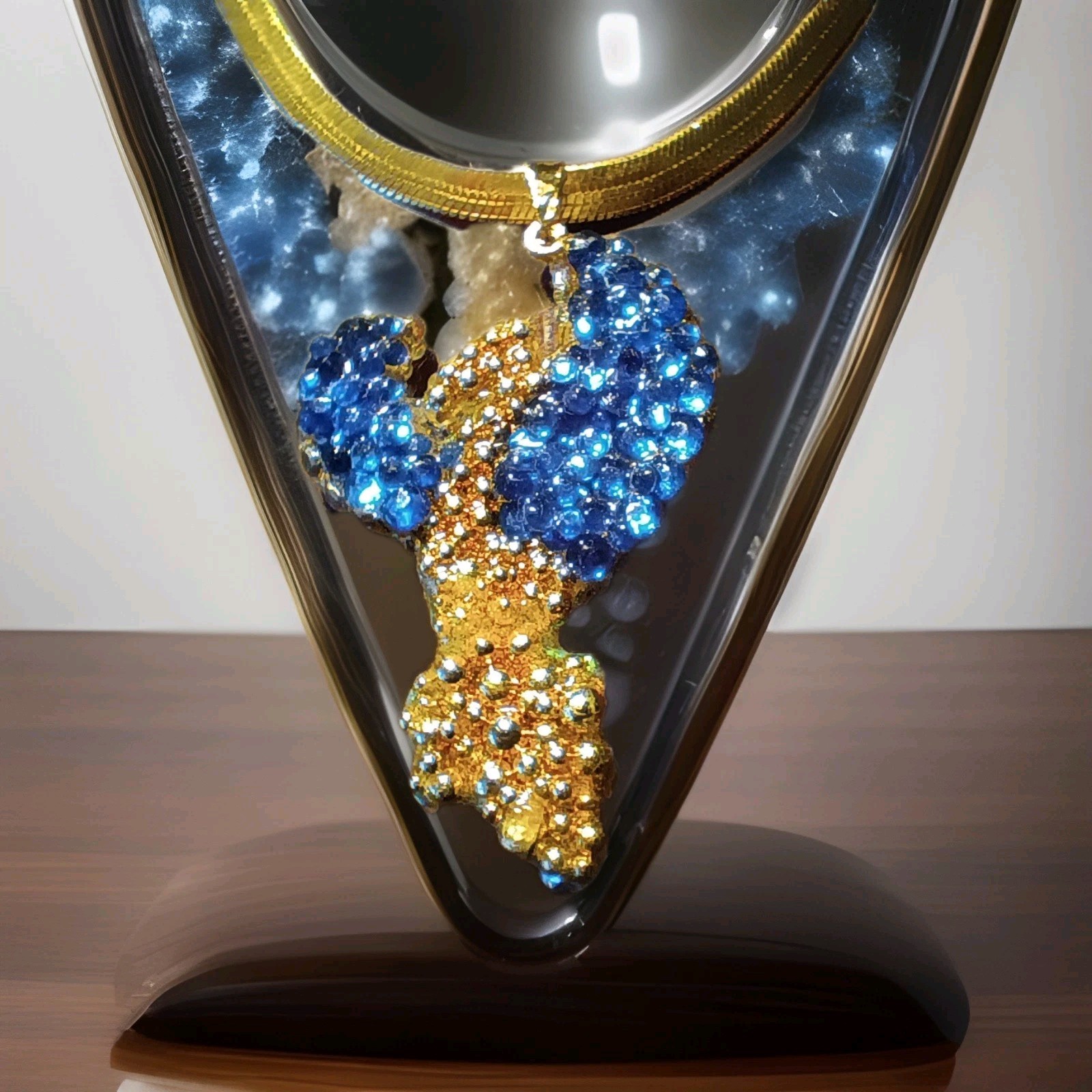 Royal Blue Frost Phoenix Necklace Handmade Phoenix Jewelry Gift