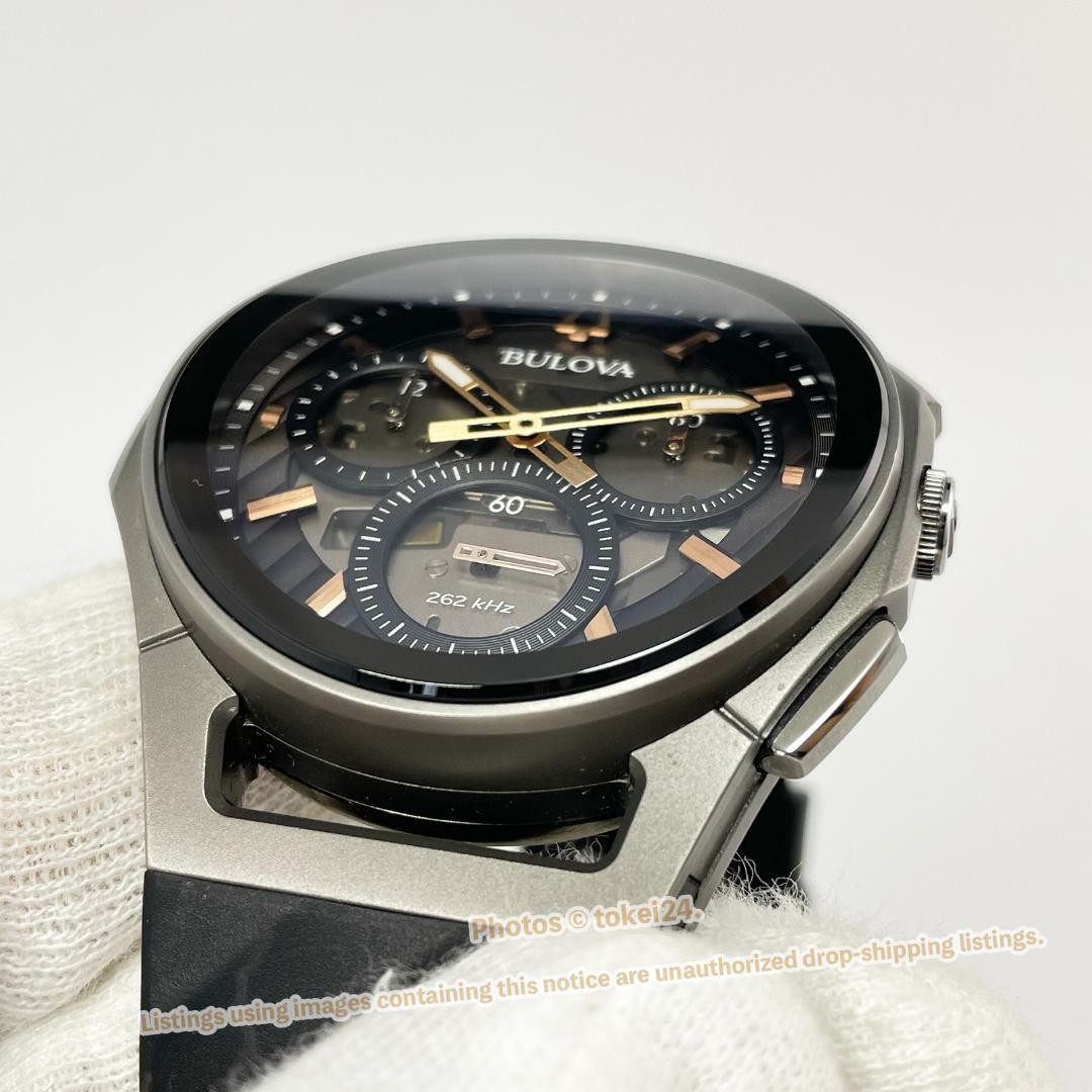 BULOVA Curv Chronograph 98A162 Black Dial Titanium Quartz with Box
