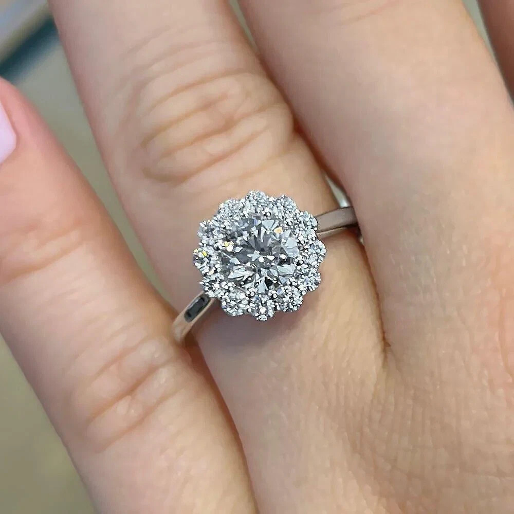 950 Platinum Wedding Ring 1.60 Ct Round Lab Created Diamond IGI Certified